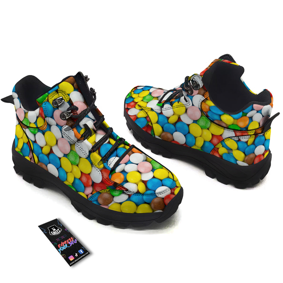Candy Chocolate Colorful Print Hiking Shoes-grizzshop