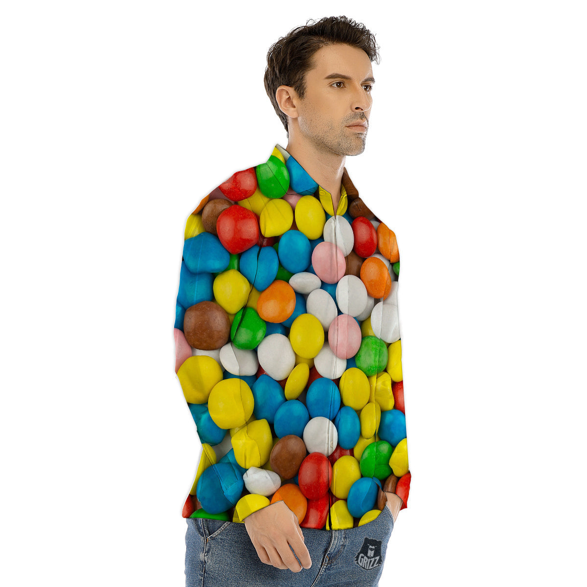 Candy Chocolate Colorful Print Men's Dress Shirts-grizzshop