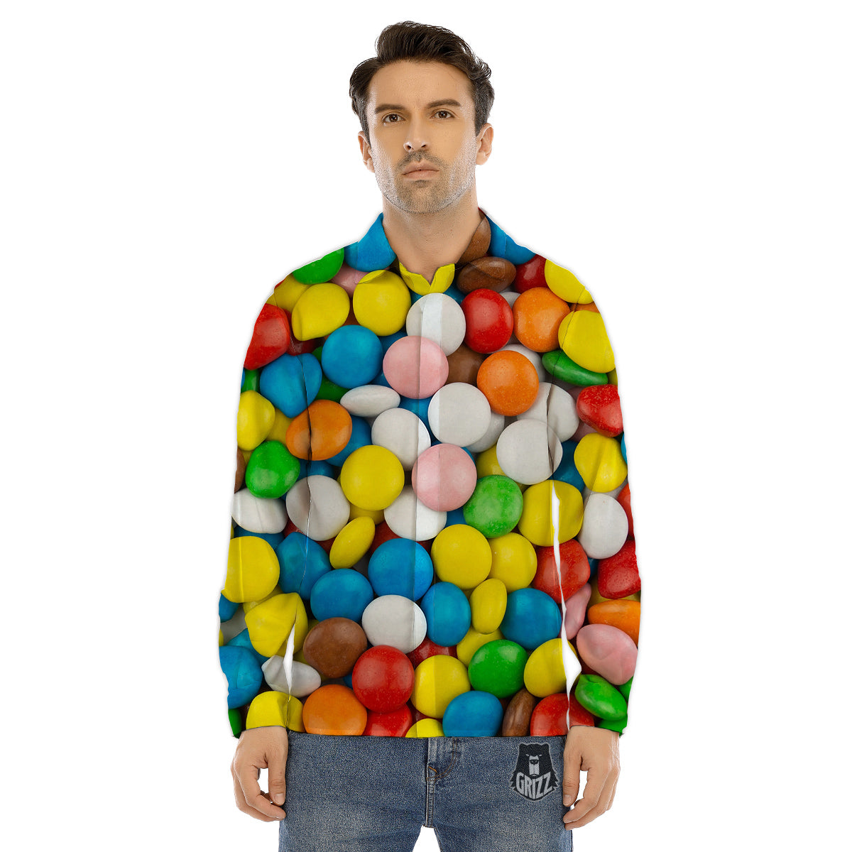 Candy Chocolate Colorful Print Men's Dress Shirts-grizzshop