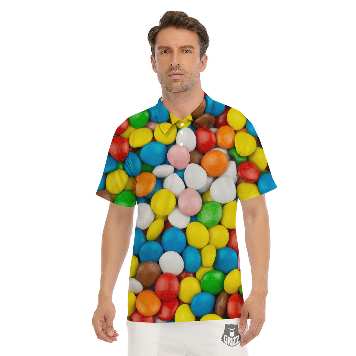 Candy Chocolate Colorful Print Men's Golf Shirts-grizzshop