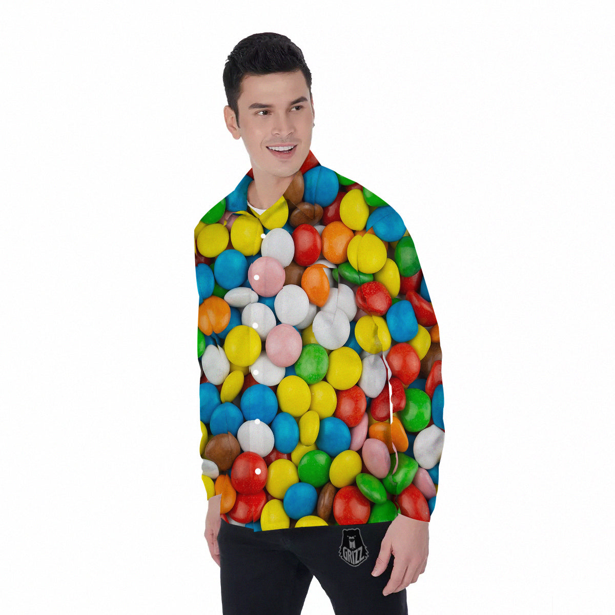 Candy Chocolate Colorful Print Men's Long Sleeve Shirts-grizzshop