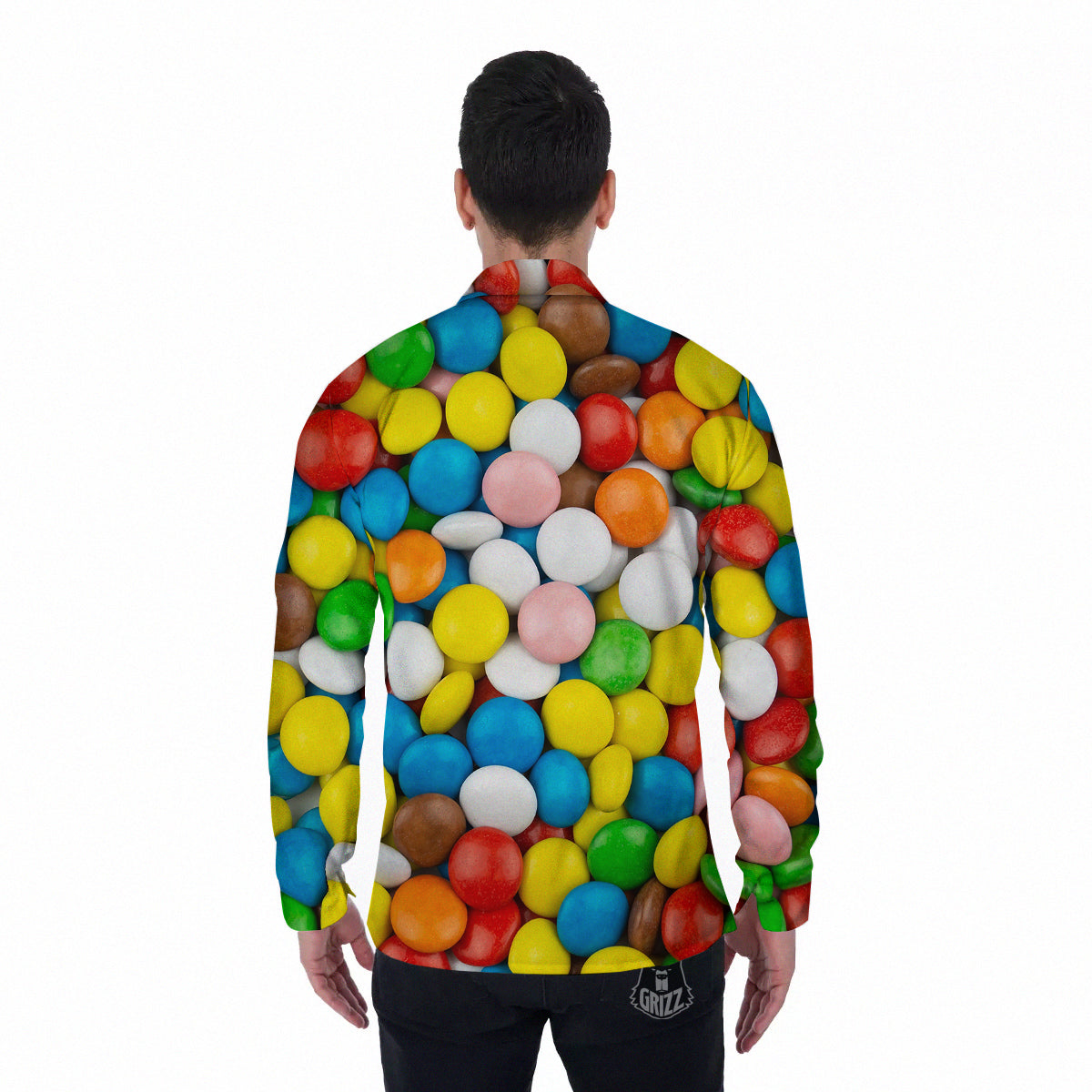 Candy Chocolate Colorful Print Men's Long Sleeve Shirts-grizzshop