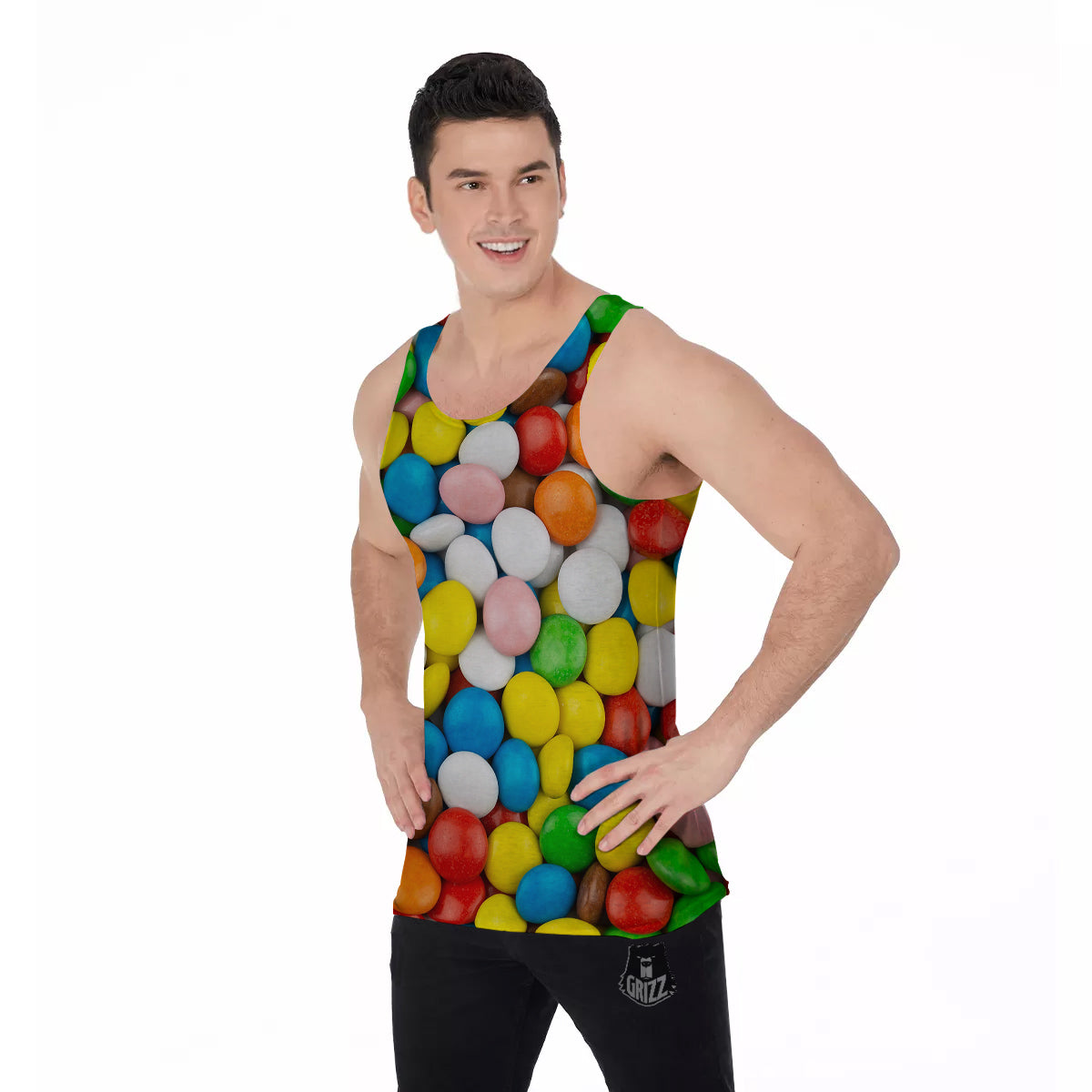 Candy Chocolate Colorful Print Men's Tank Top-grizzshop