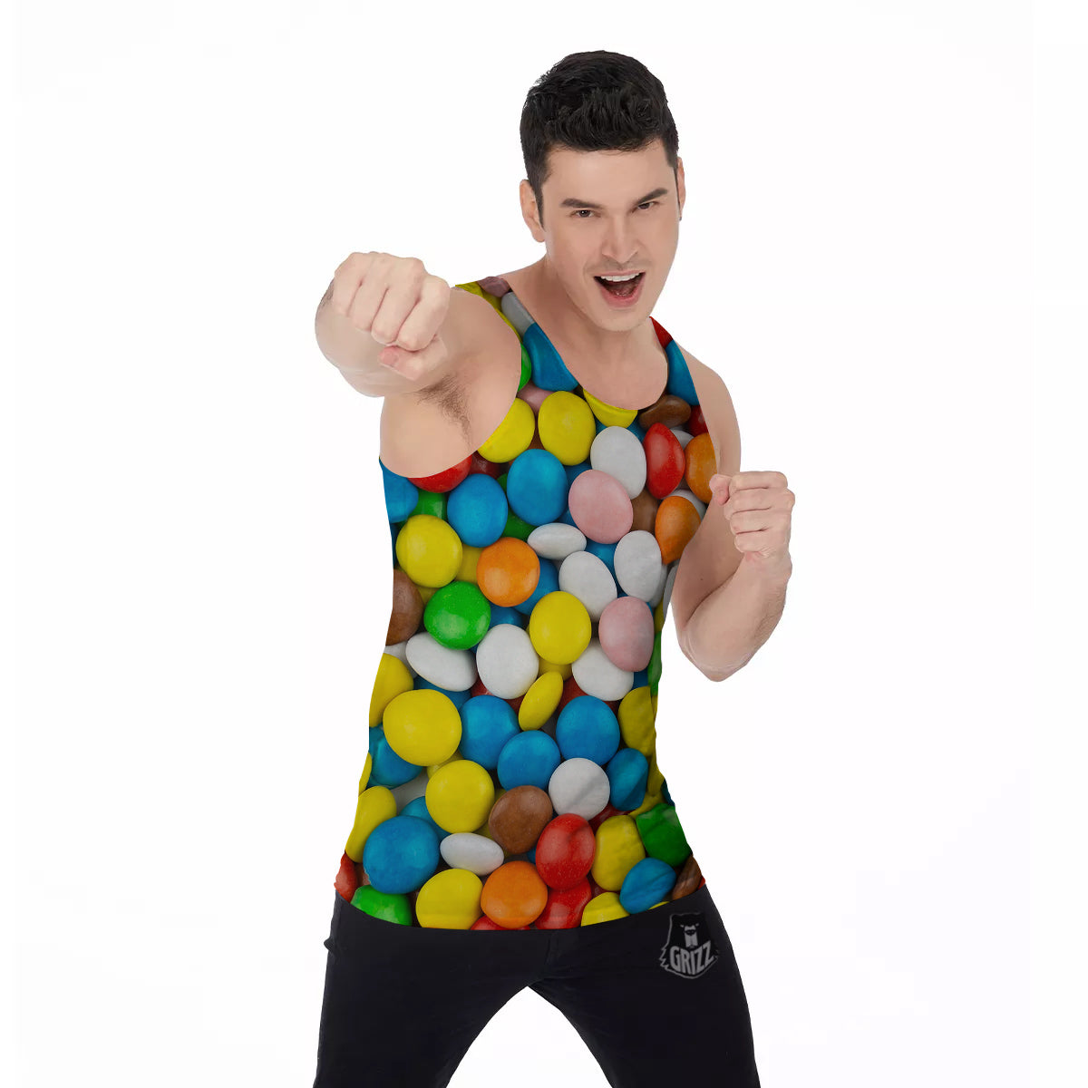 Candy Chocolate Colorful Print Men's Tank Top-grizzshop