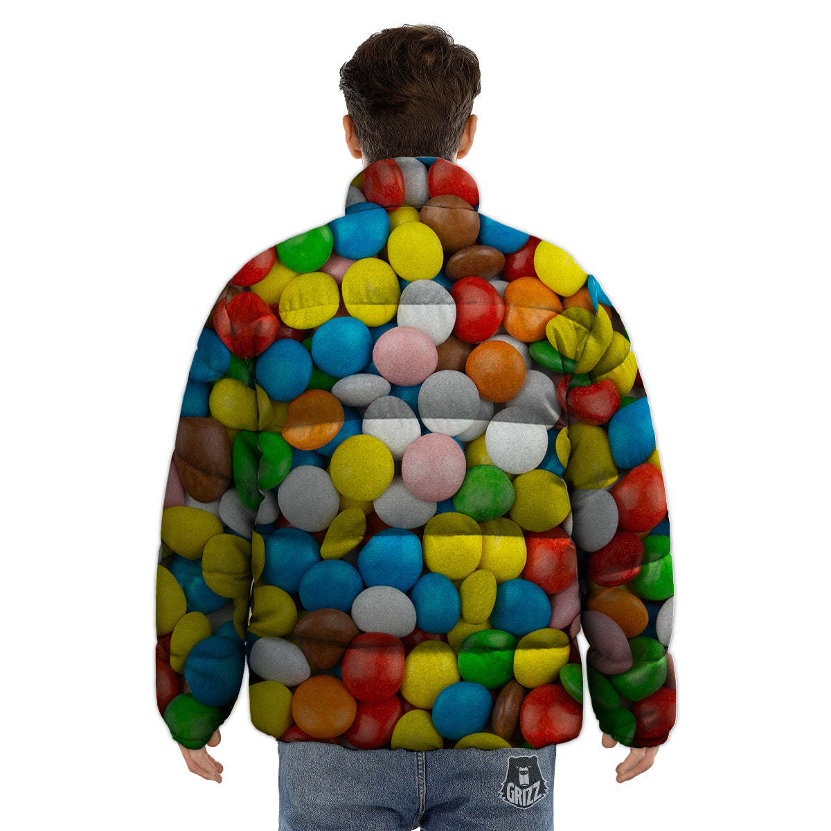 Candy Chocolate Colorful Print Puffer Jacket-grizzshop