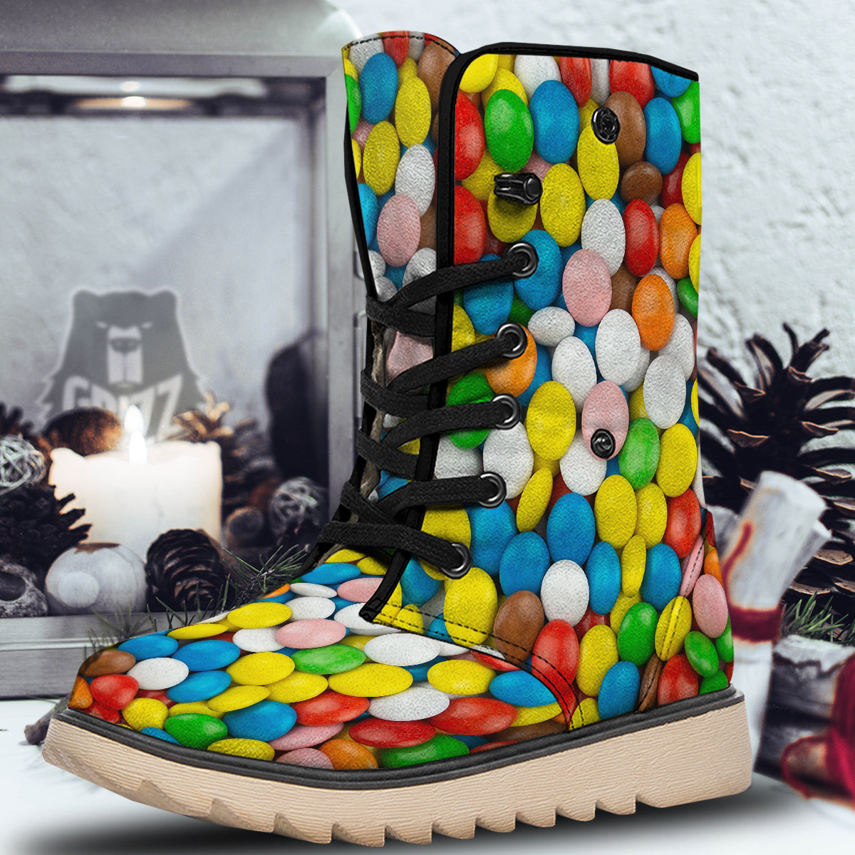 Candy Chocolate Colorful Print Snow Boots-grizzshop
