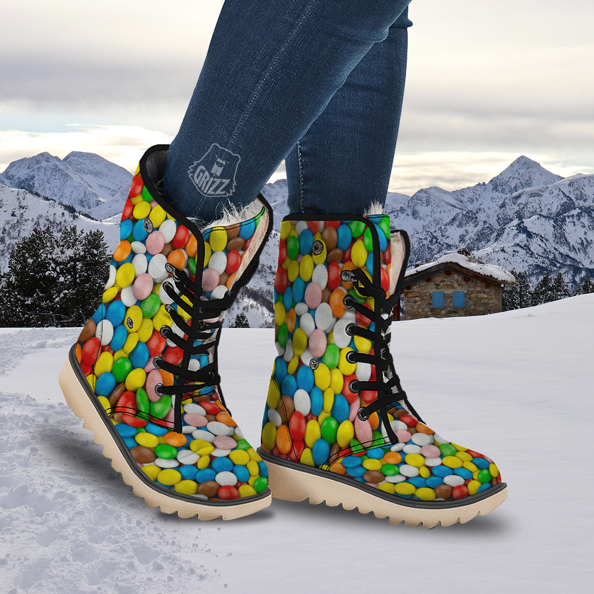 Candy Chocolate Colorful Print Snow Boots-grizzshop