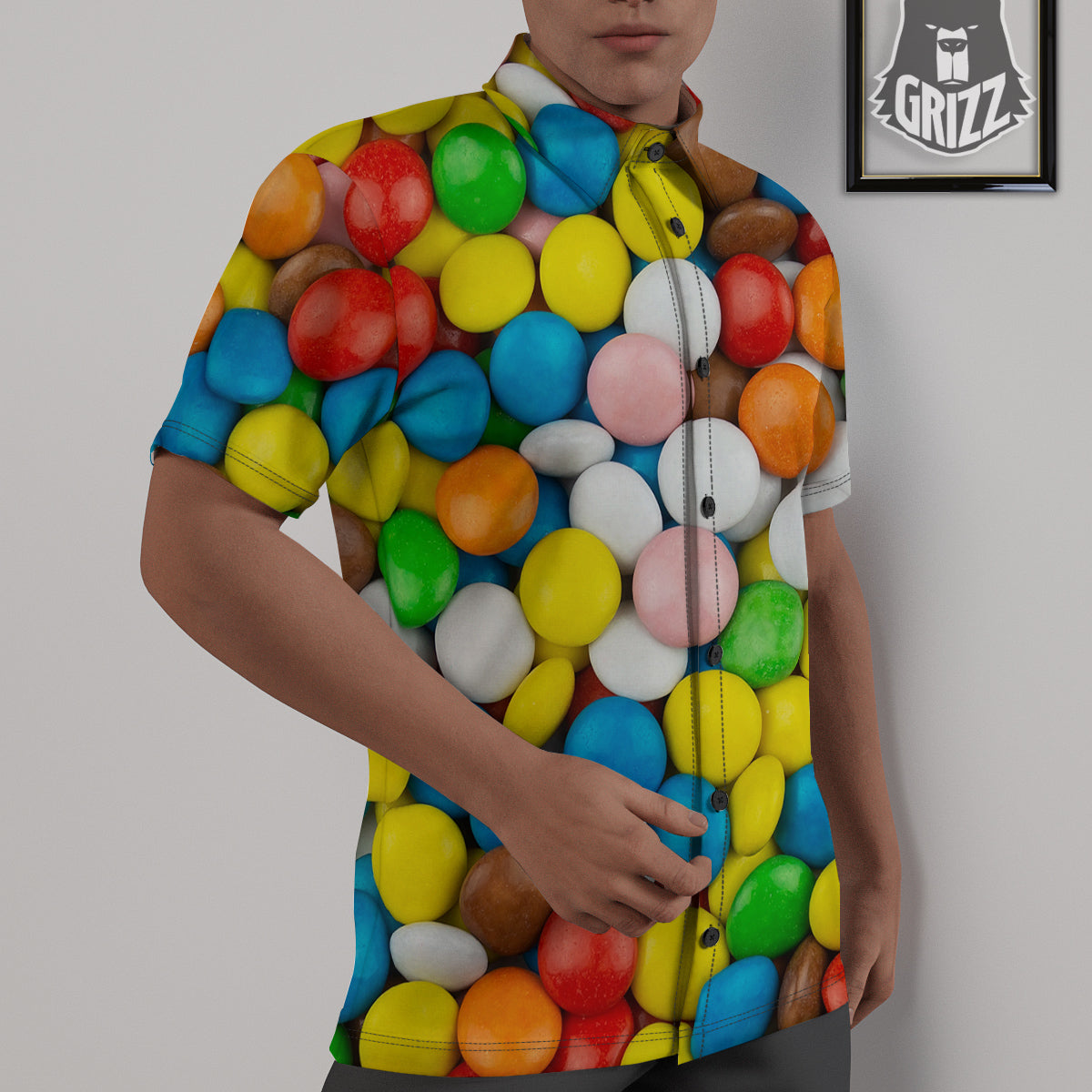 Candy Chocolate Colorful Print Untucked Shirts-grizzshop