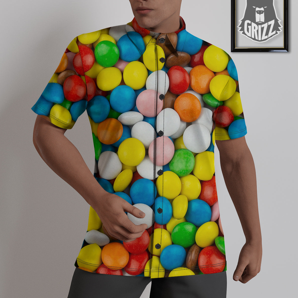 Candy Chocolate Colorful Print Untucked Shirts-grizzshop