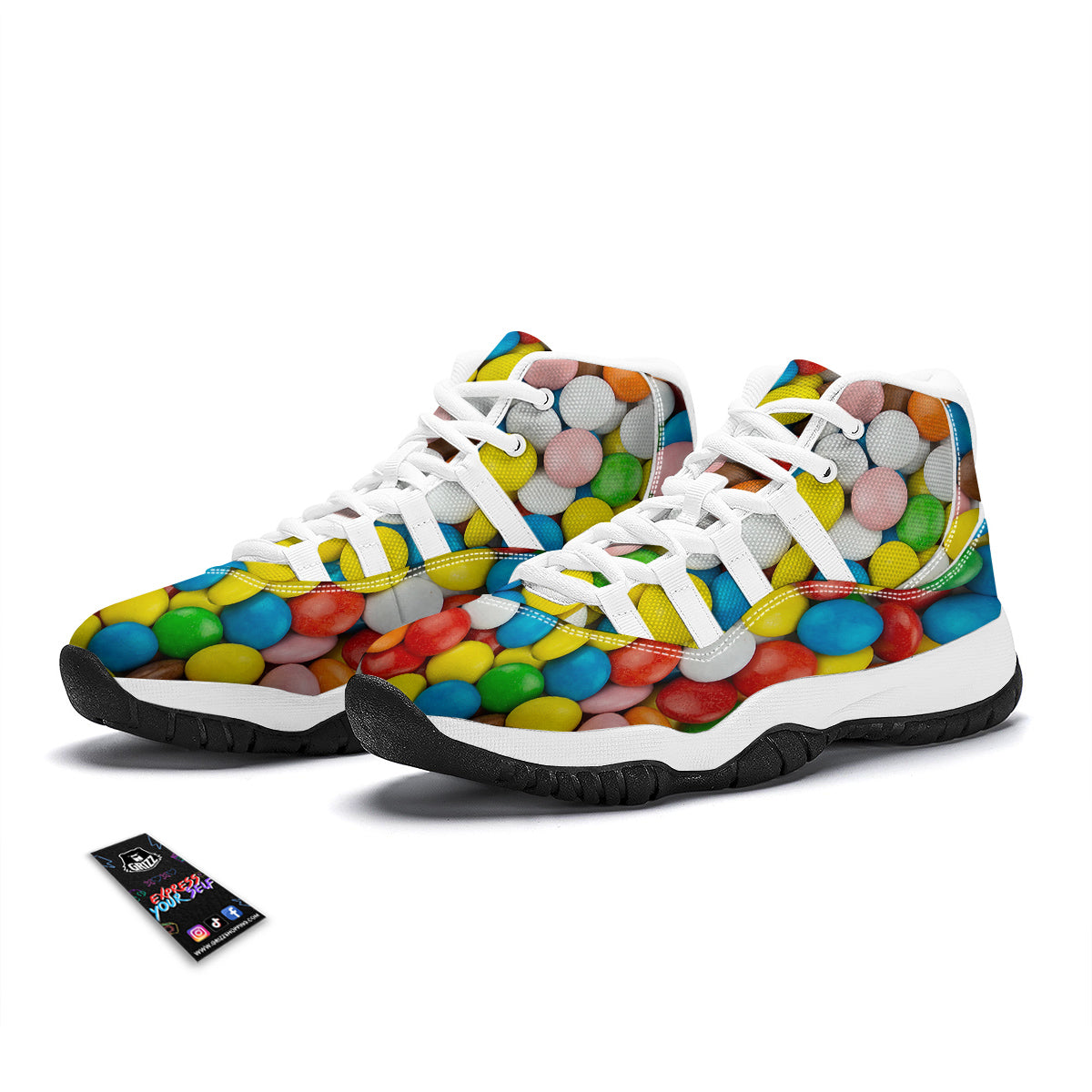 Candy Chocolate Colorful Print White Bball Shoes-grizzshop