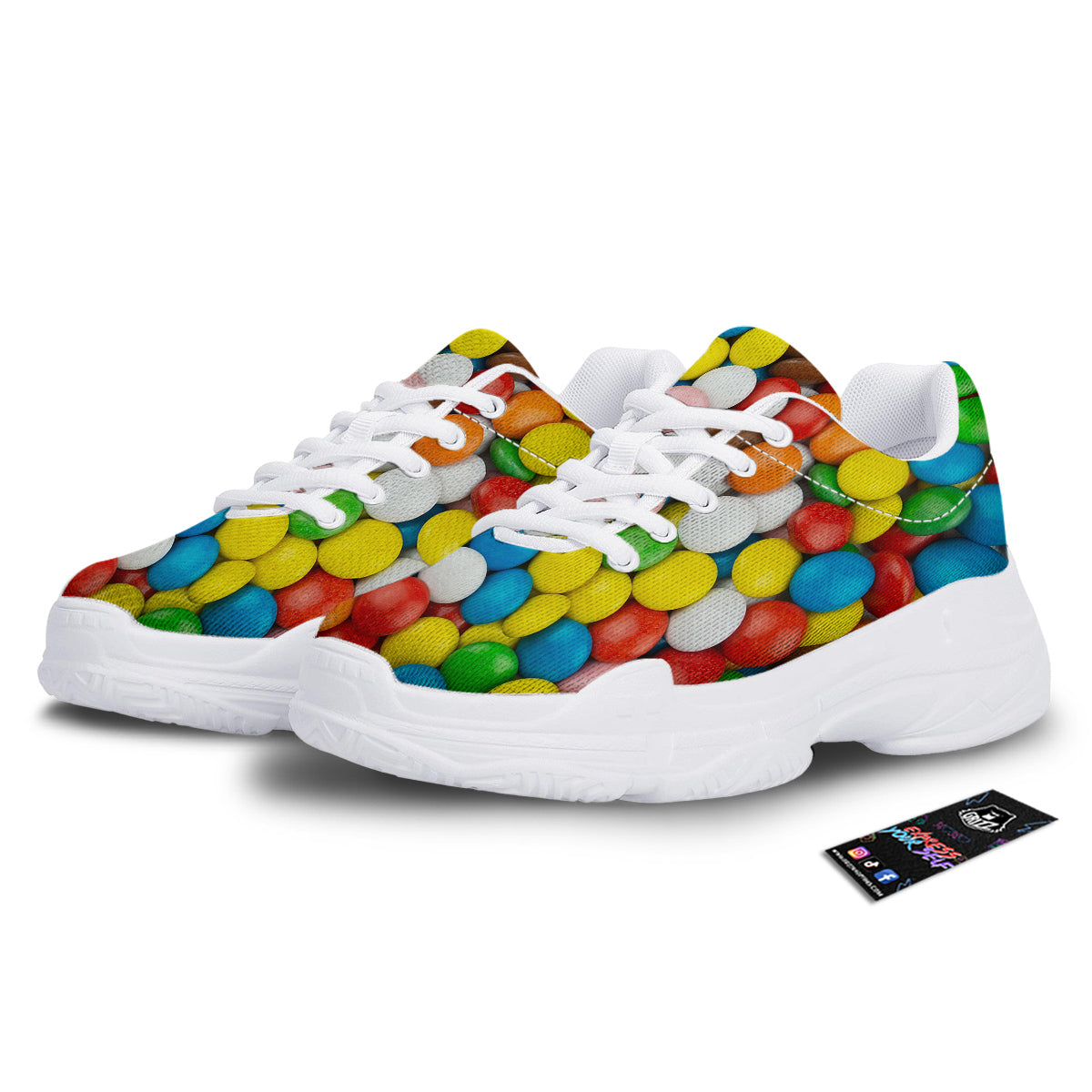 Candy Chocolate Colorful Print White Chunky Shoes-grizzshop