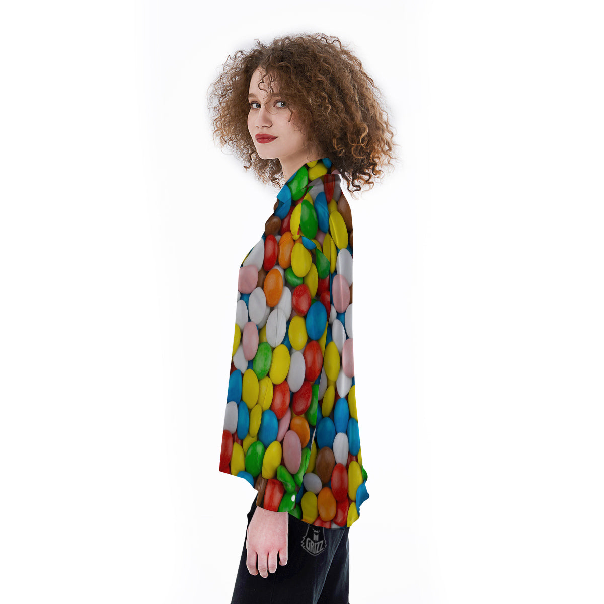 Candy Chocolate Colorful Print Women's Long Sleeve Shirts-grizzshop
