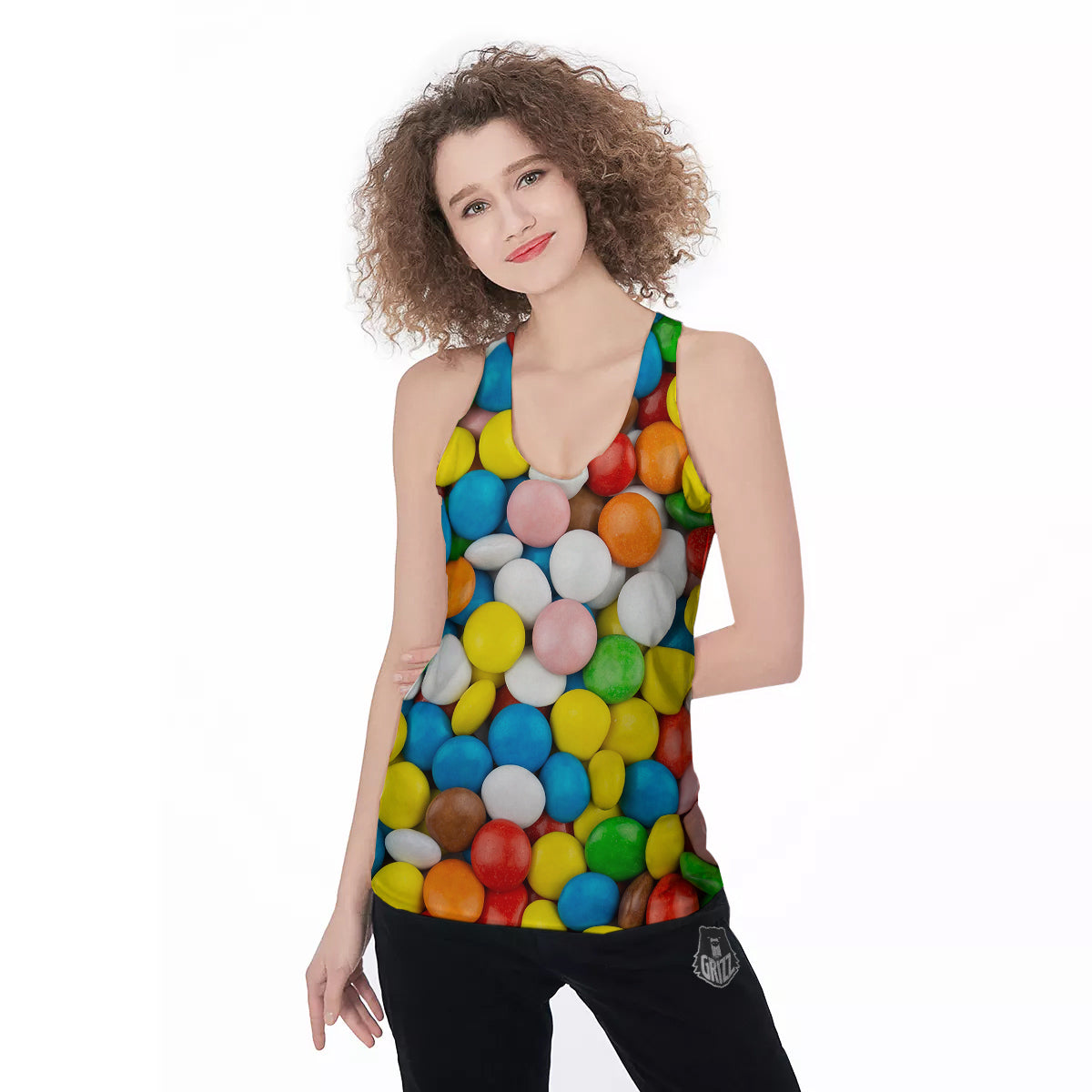 Candy Chocolate Colorful Print Women's Racerback Tank Top-grizzshop