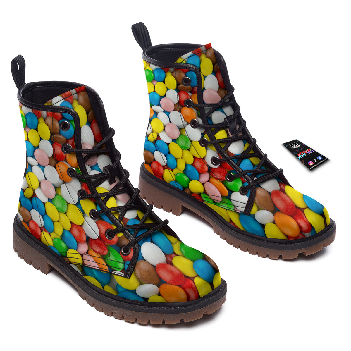 Candy Chocolate Colorful Print Work Boots-grizzshop