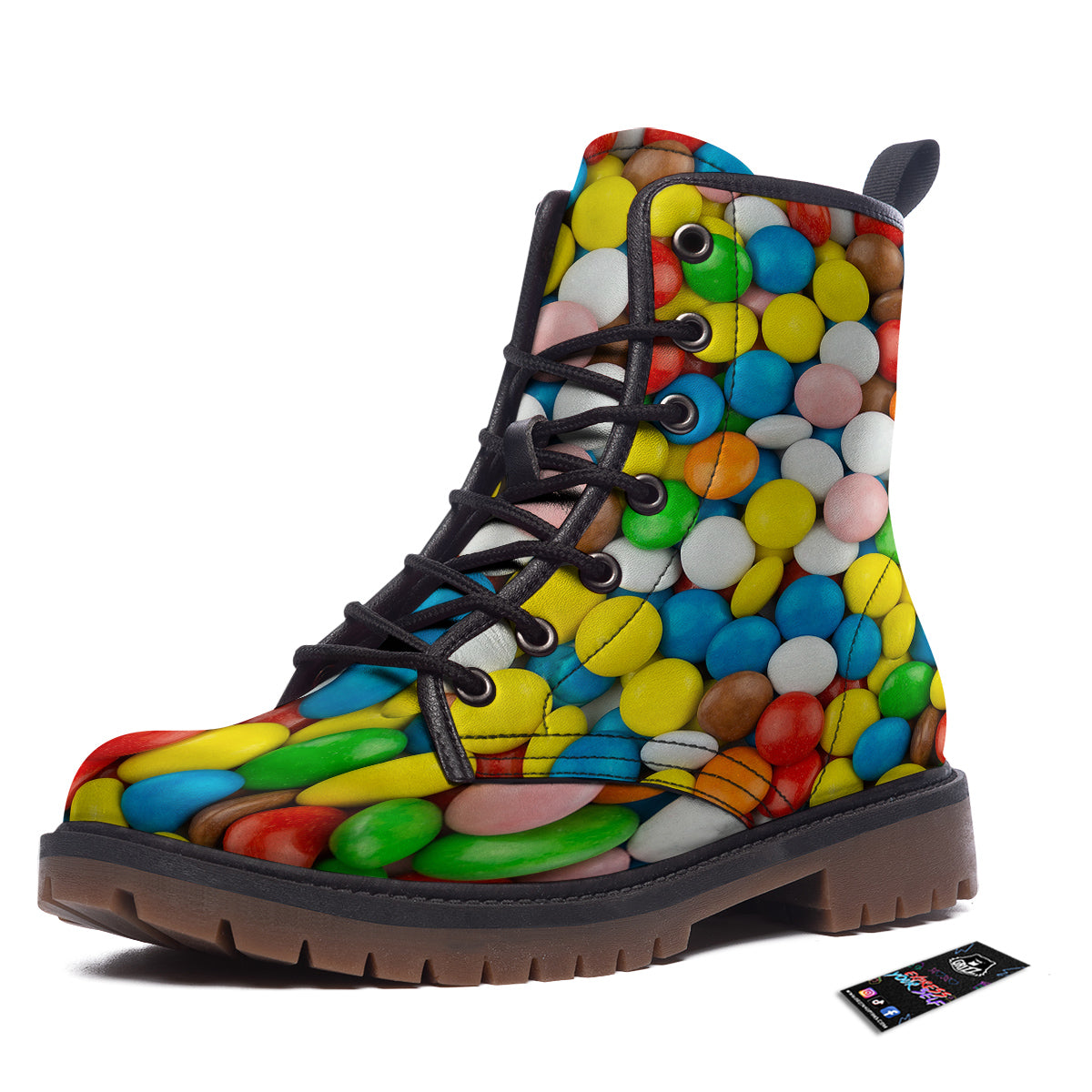 Candy Chocolate Colorful Print Work Boots-grizzshop