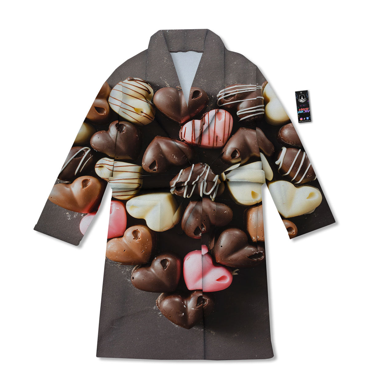 Candy Chocolate Heart Print Bathrobe-grizzshop