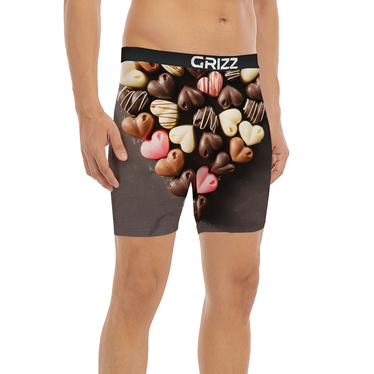 Candy Chocolate Heart Print Boxer Briefs-grizzshop