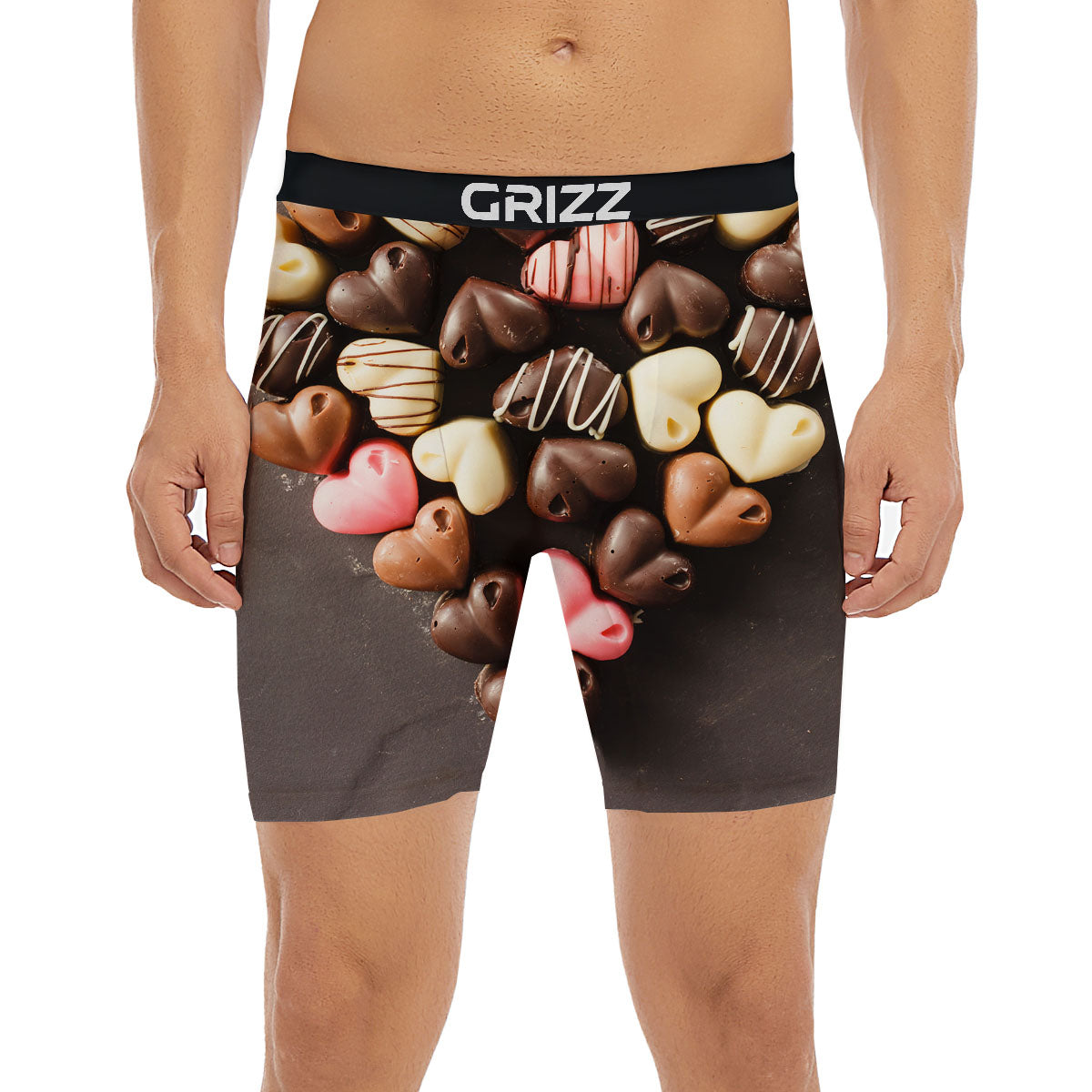 Candy Chocolate Heart Print Boxer Briefs-grizzshop