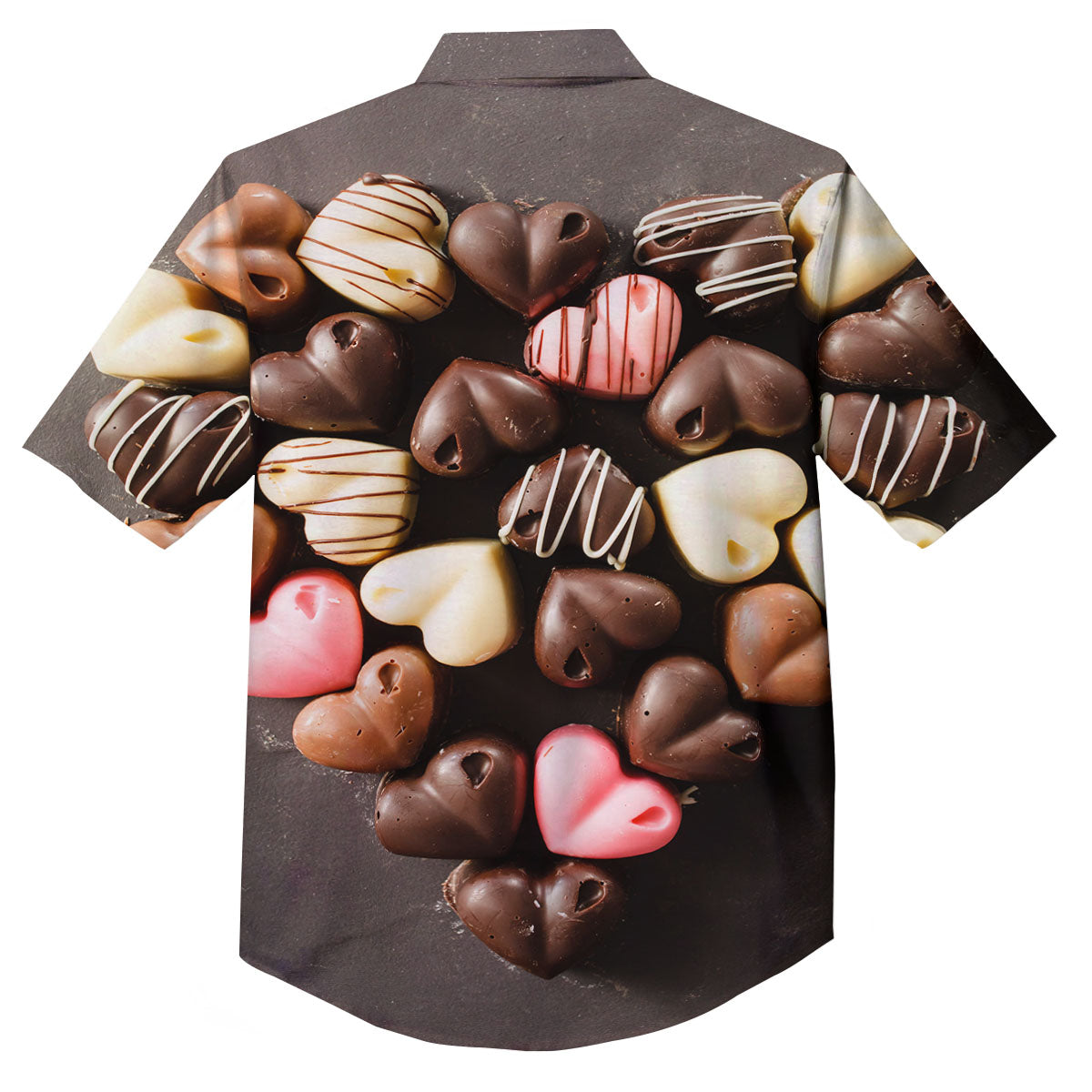 Candy Chocolate Heart Print Button Up Shirt-grizzshop