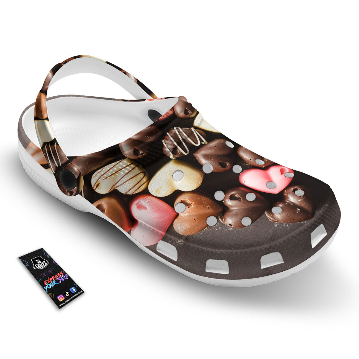 Candy Chocolate Heart Print Clog-grizzshop