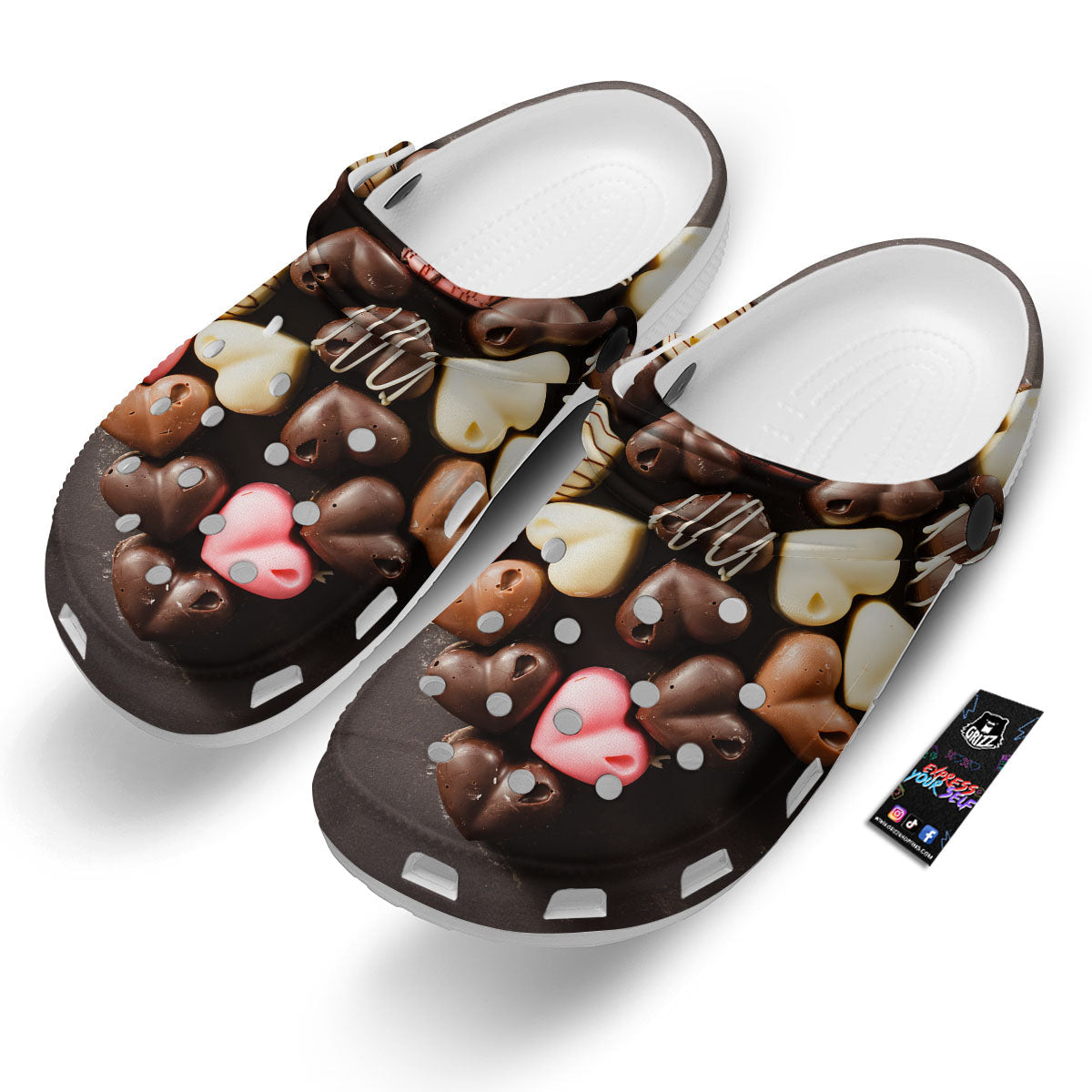 Candy Chocolate Heart Print Clog-grizzshop