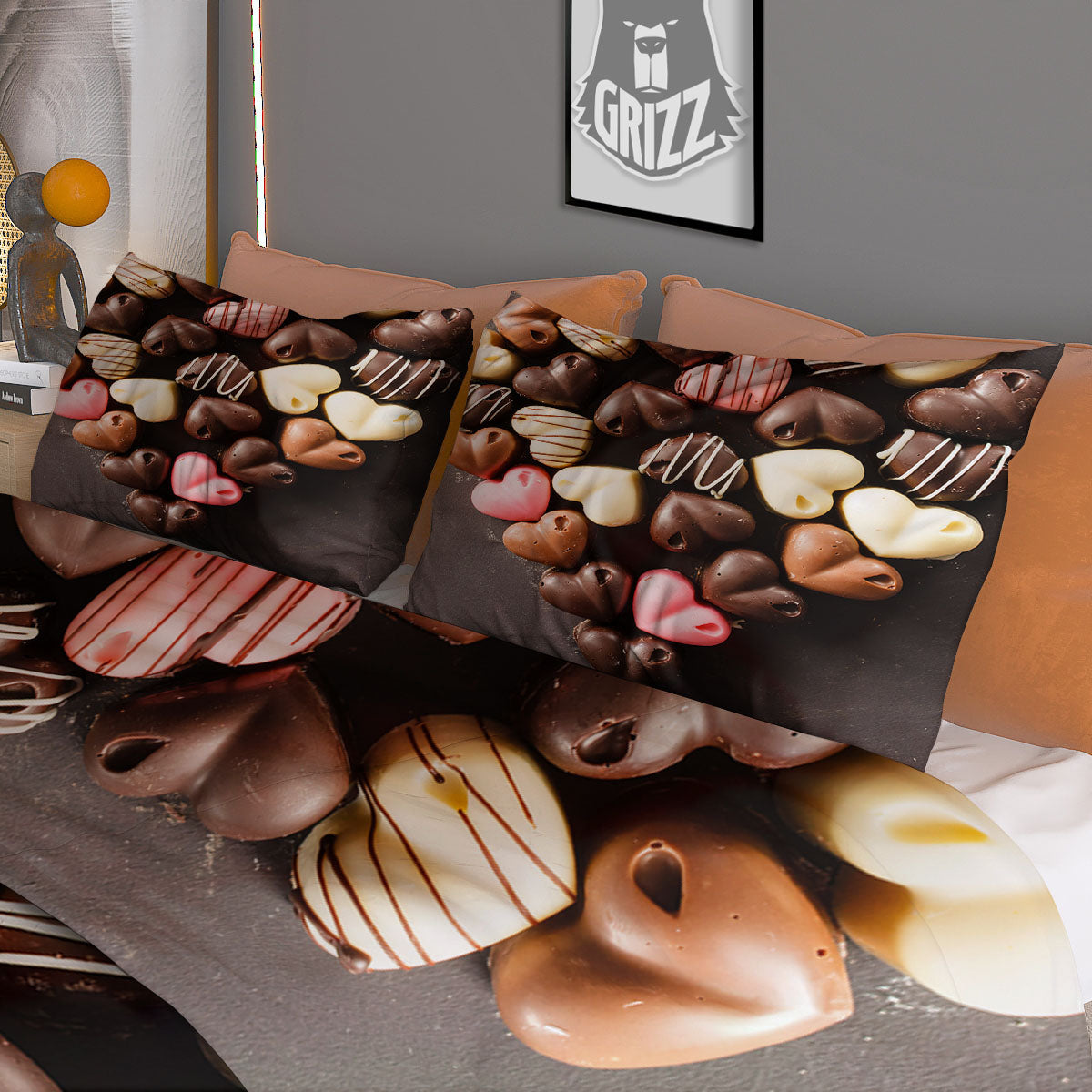 Candy Chocolate Heart Print Duvet Cover Bedding Set