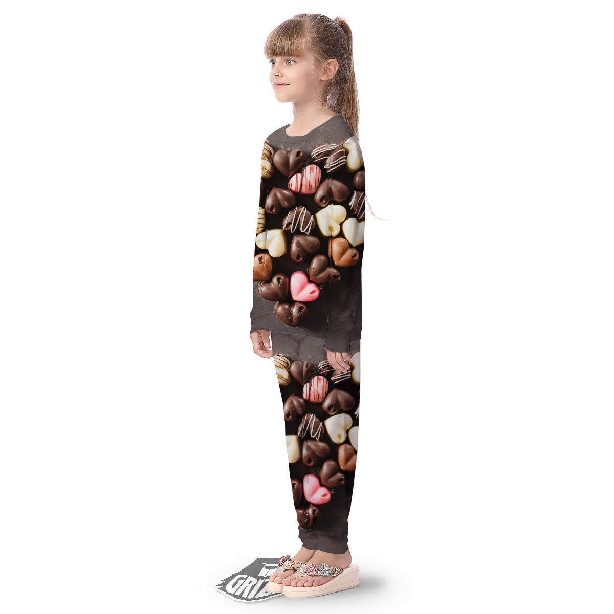 Candy Chocolate Heart Print Kid's Pajamas-grizzshop