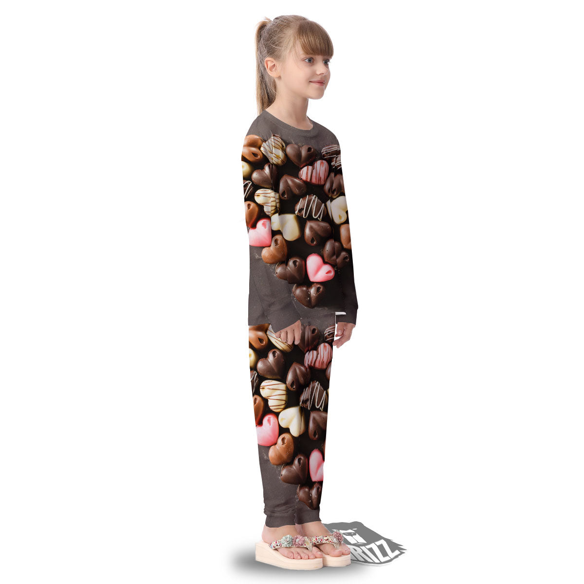 Candy Chocolate Heart Print Kid's Pajamas-grizzshop