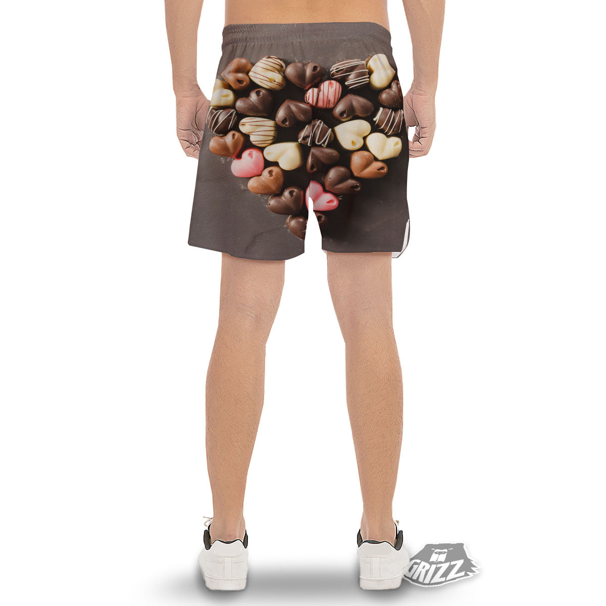 Candy Chocolate Heart Print Men's Gym Shorts-grizzshop