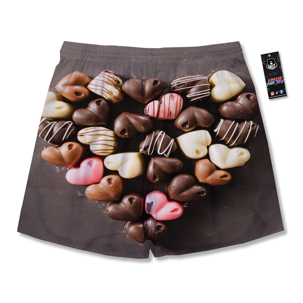 Candy Chocolate Heart Print Men's Running Shorts-grizzshop