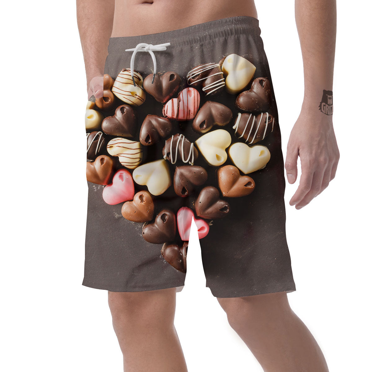 Candy Chocolate Heart Print Men's Shorts-grizzshop