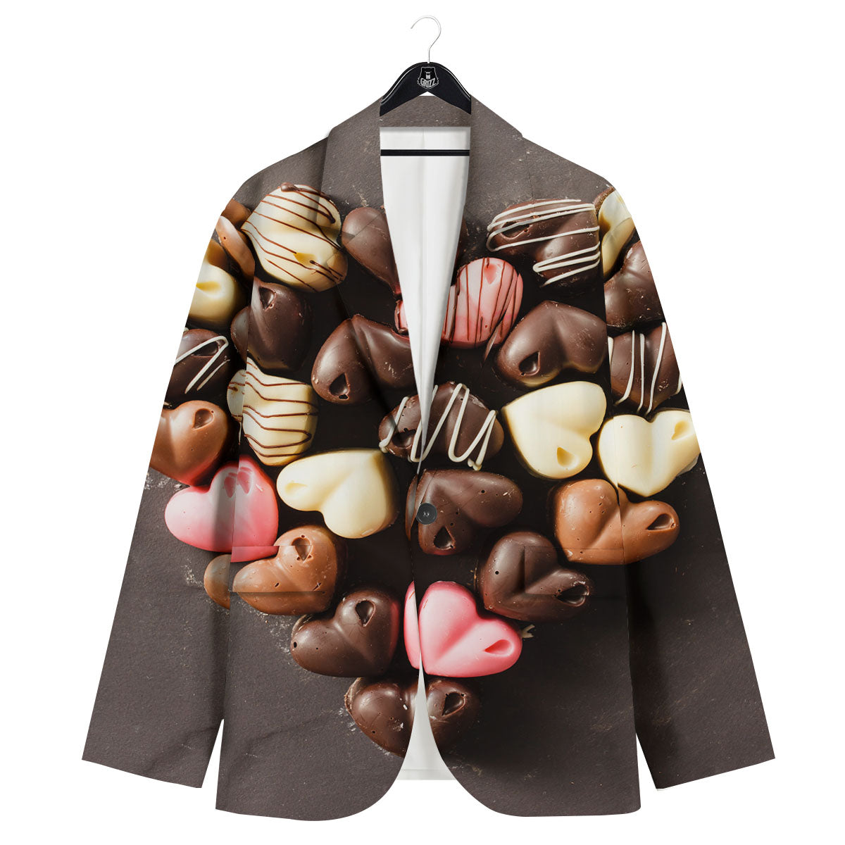 Candy Chocolate Heart Print Men's Sport Coat-grizzshop