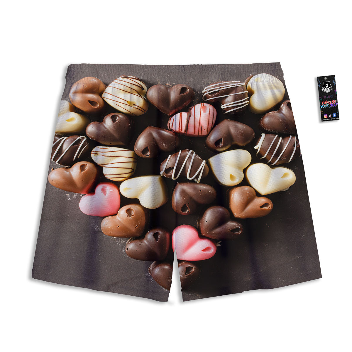 Candy Chocolate Heart Print Mesh Shorts