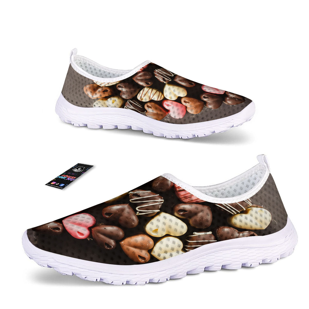 Candy Chocolate Heart Print Nurse Shoes-grizzshop