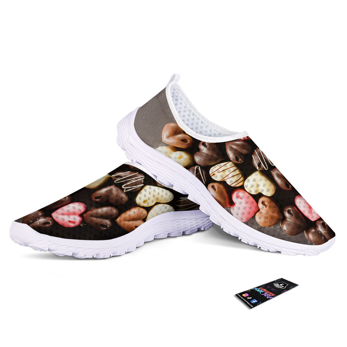 Candy Chocolate Heart Print Nurse Shoes-grizzshop
