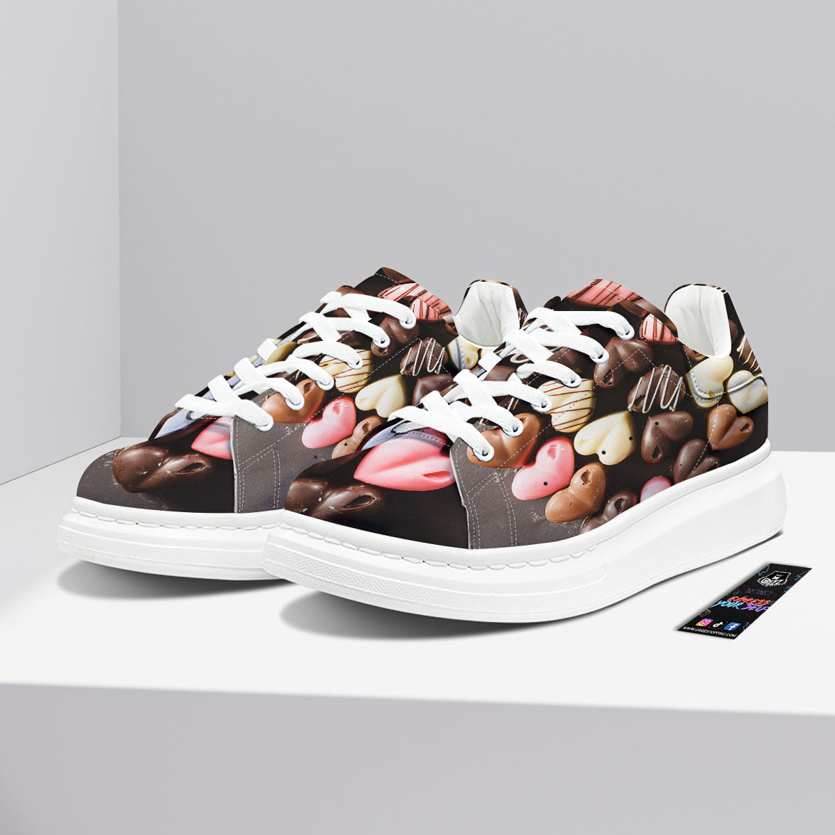 Candy Chocolate Heart Print Platform Shoes-grizzshop
