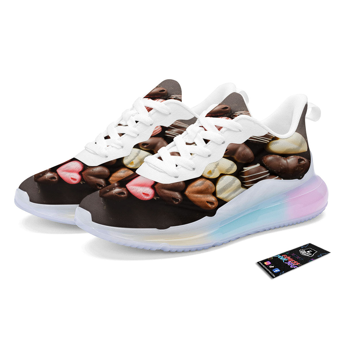 Candy Chocolate Heart Print Running Sneakers-grizzshop