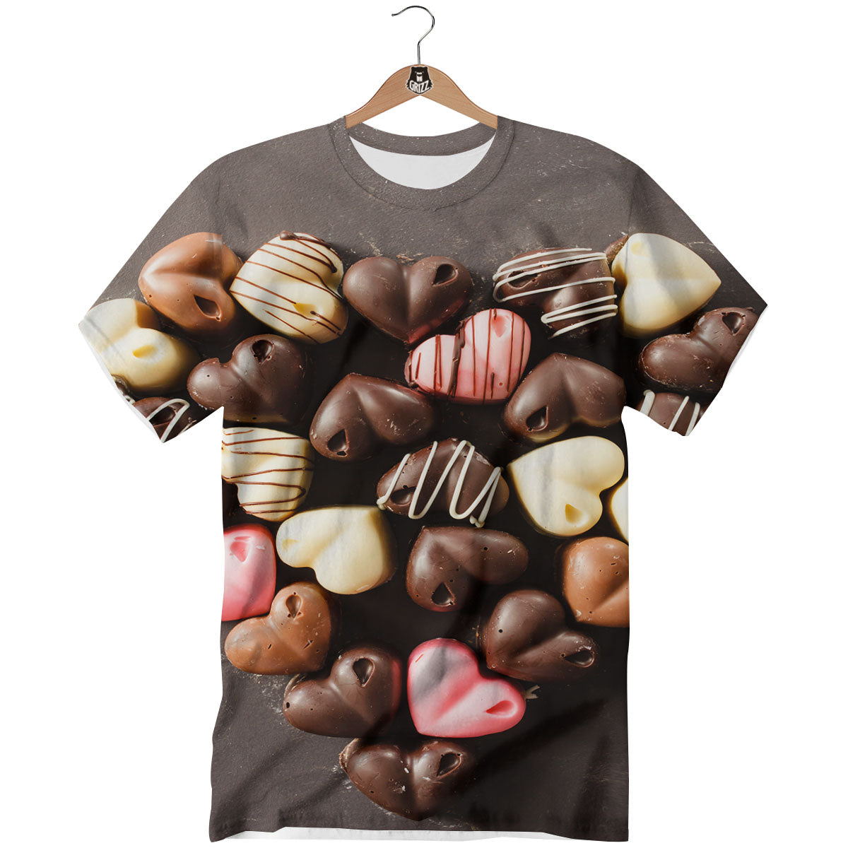 Candy Chocolate Heart Print T-Shirt-grizzshop
