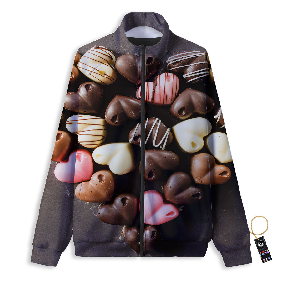 Candy Chocolate Heart Print Track Jacket-grizzshop