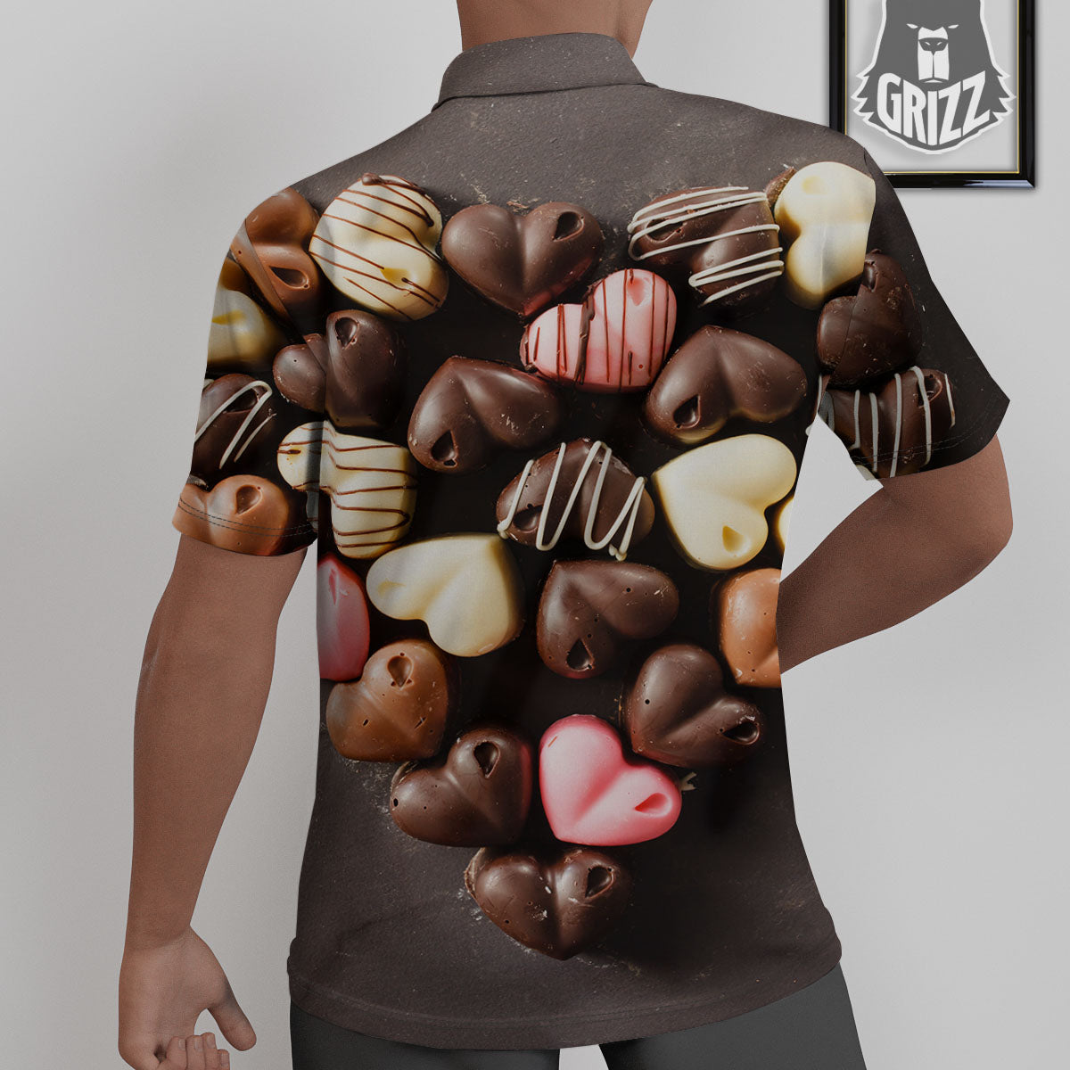 Candy Chocolate Heart Print Untucked Shirts-grizzshop