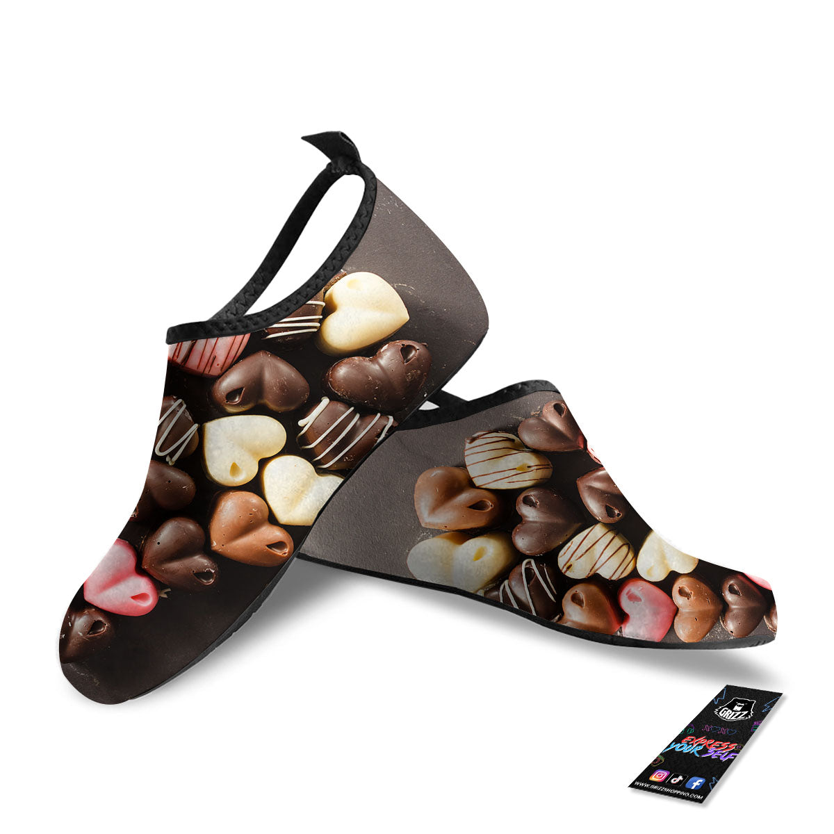 Candy Chocolate Heart Print Water Shoes-grizzshop