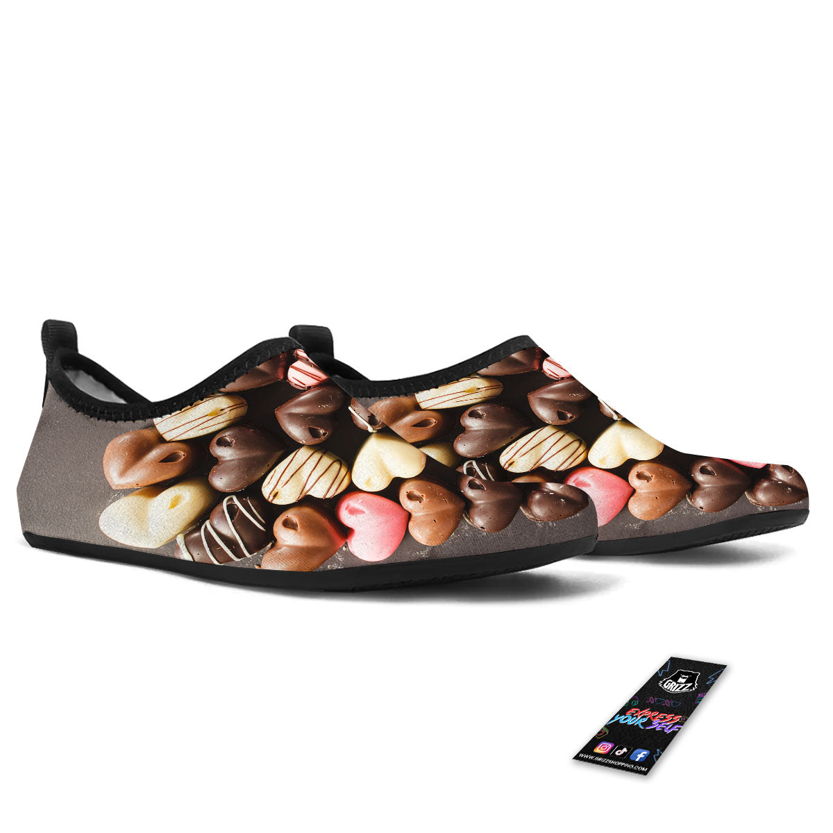 Candy Chocolate Heart Print Water Shoes-grizzshop