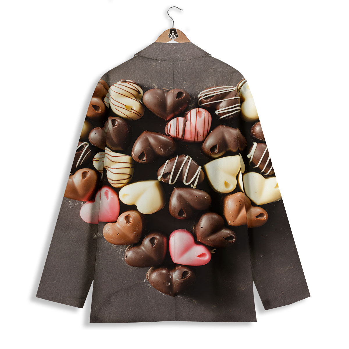 Candy Chocolate Heart Print Women's Blazer-grizzshop