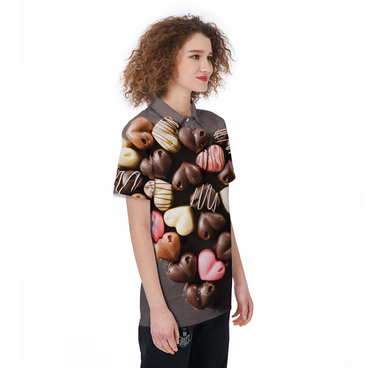 Candy Chocolate Heart Print Women's Golf Shirts-grizzshop