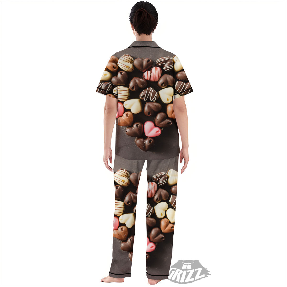 Candy Chocolate Heart Print Women's Pajamas Set-grizzshop