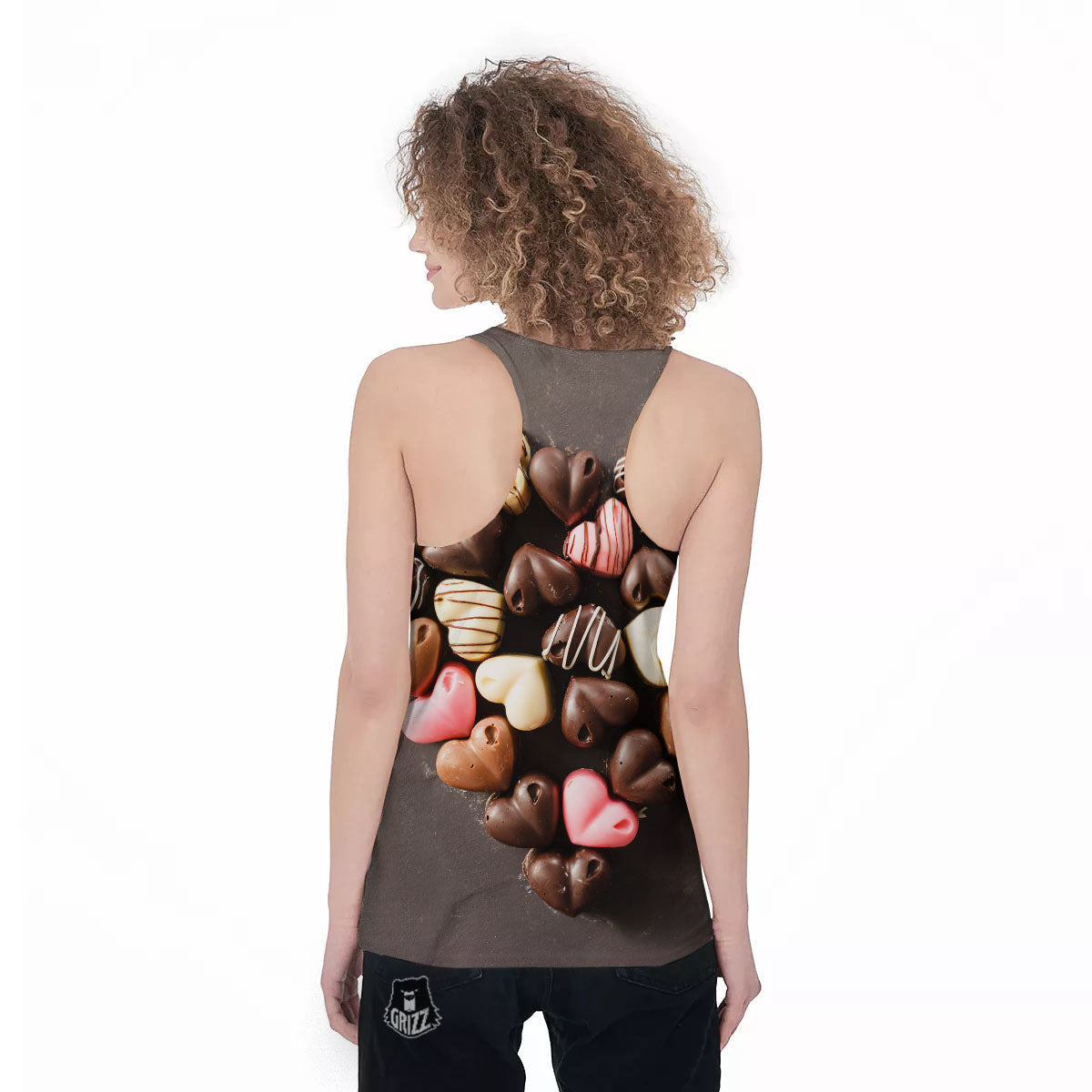Candy Chocolate Heart Print Women's Racerback Tank Top-grizzshop