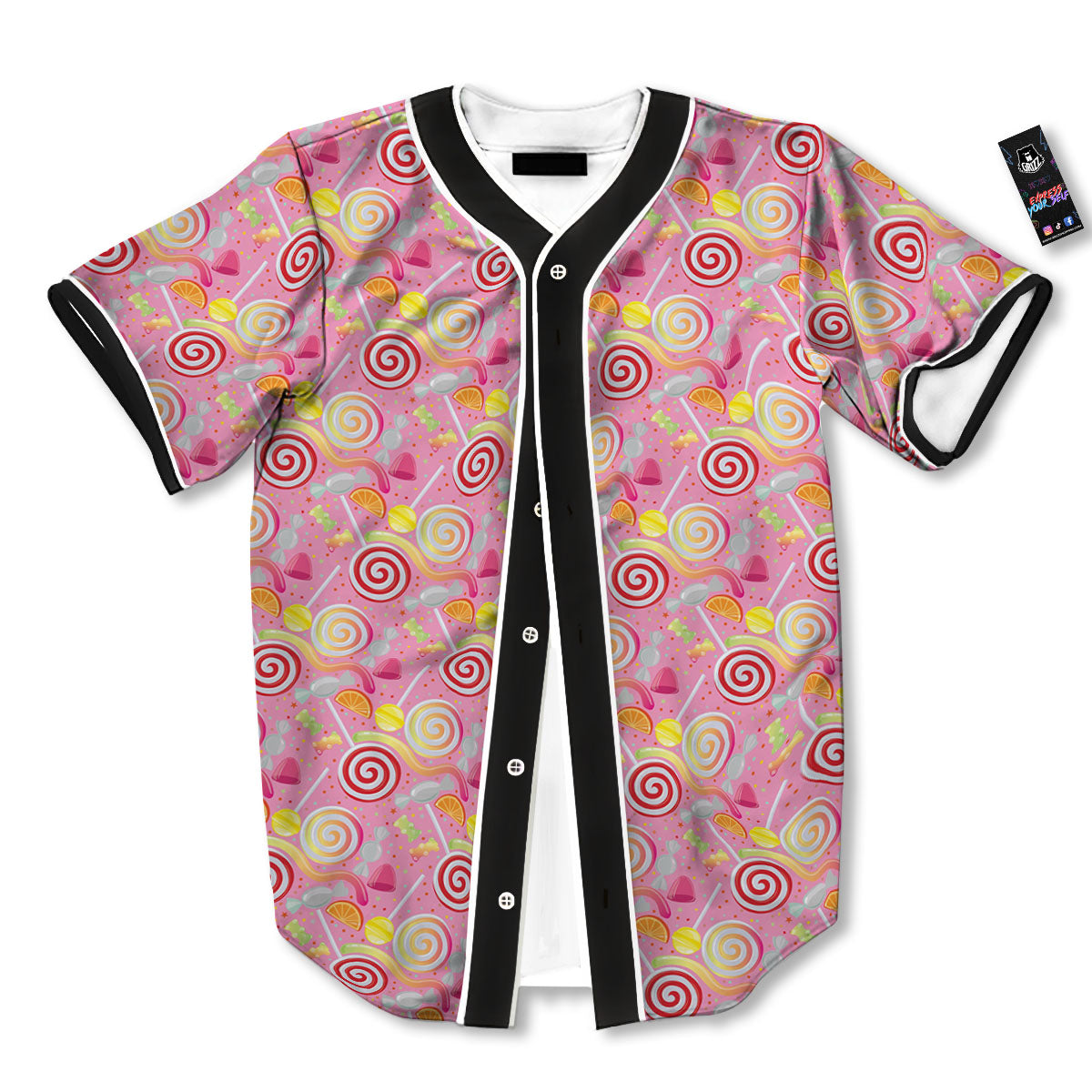Candy Colorful Print Pattern Baseball Jersey-grizzshop