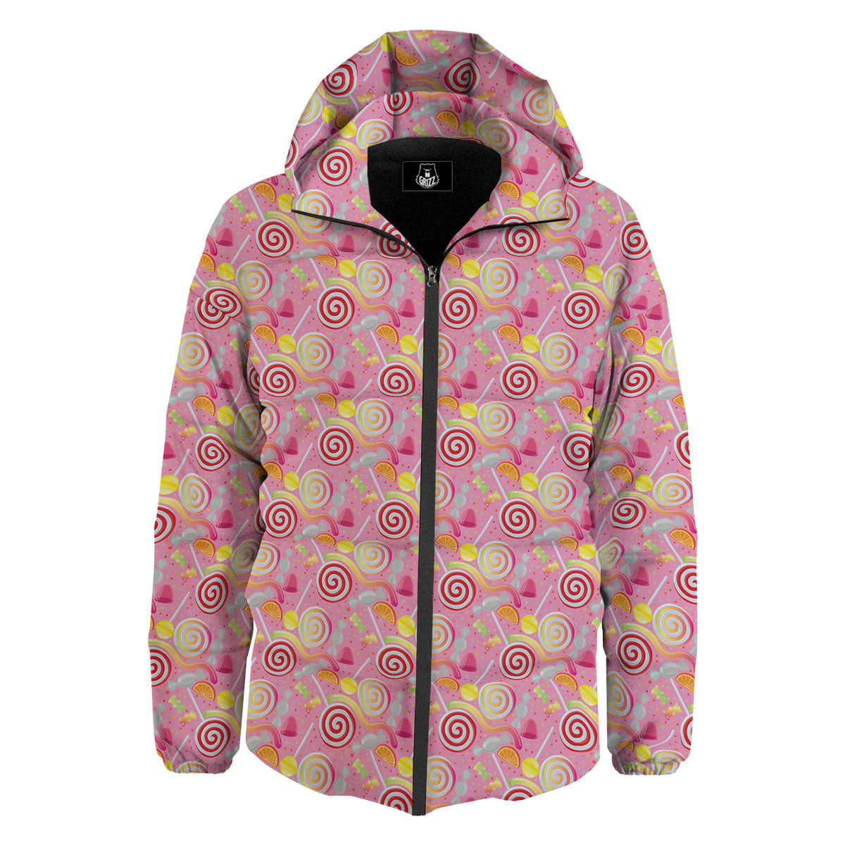 Candy Colorful Print Pattern Down Jacket-grizzshop