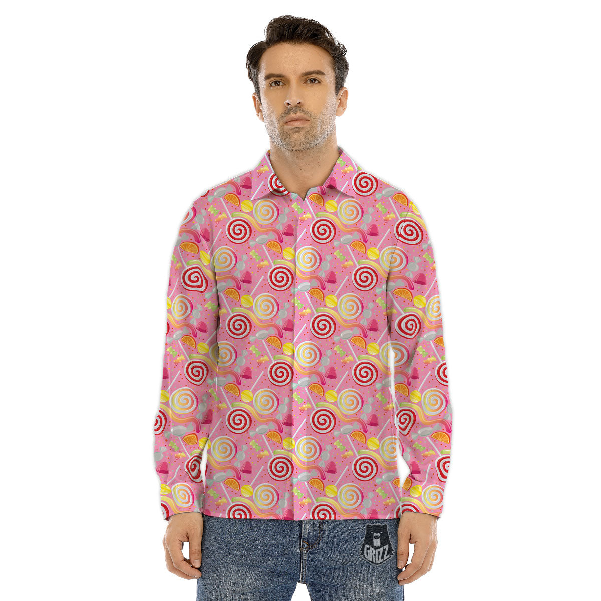 Candy Colorful Print Pattern Men's Dress Shirts-grizzshop