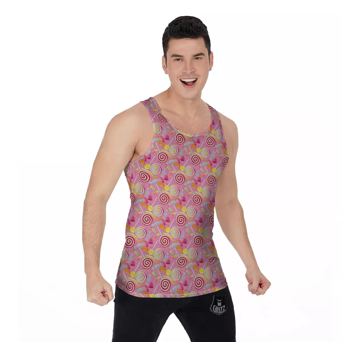 Candy Colorful Print Pattern Men's Tank Top-grizzshop